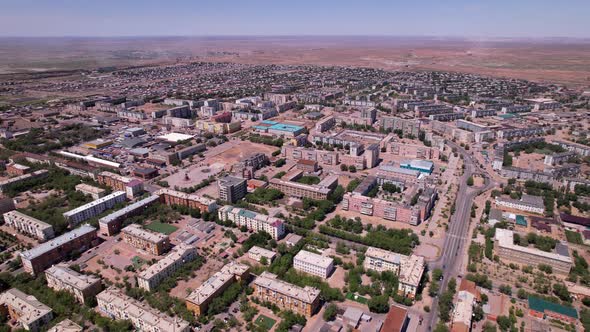 Drone View of the Small Town of Balkhash