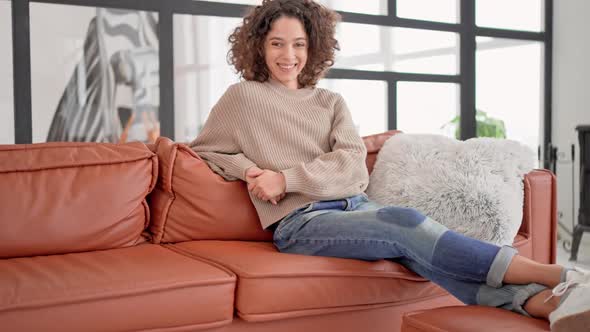 Portrait Woman Looking Camera Laughing