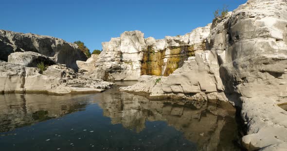 The Sautadet waterfalls, river Ceze, La Roque sur Ceze, Gard department,Occitanie, France