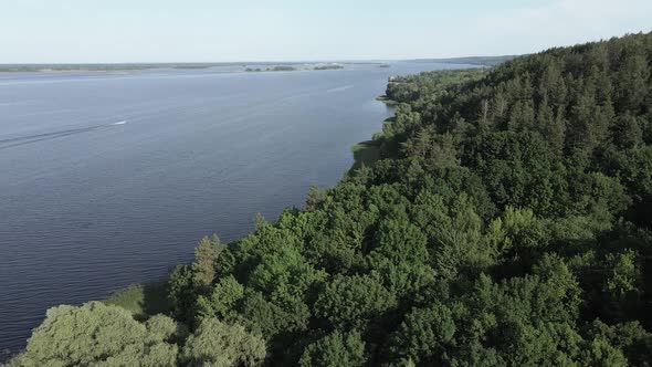 Dnipro River. Aerial View. Landmark of Ukraine