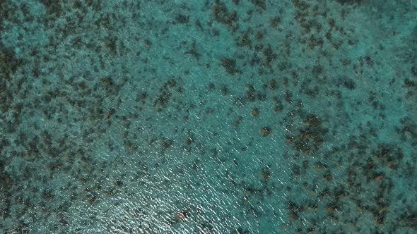 Aerial Blue water surface coral bay view