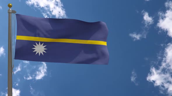 Nauru Flag On Flagpole
