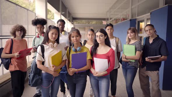 Portrait of a Group of Students Looking at the Camera