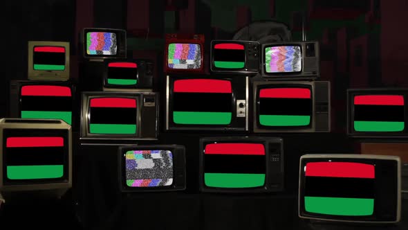 Pan-African flags on Retro Television Stack.