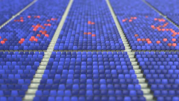 33 Score Made with Red and Blue Football Arena Seats alt