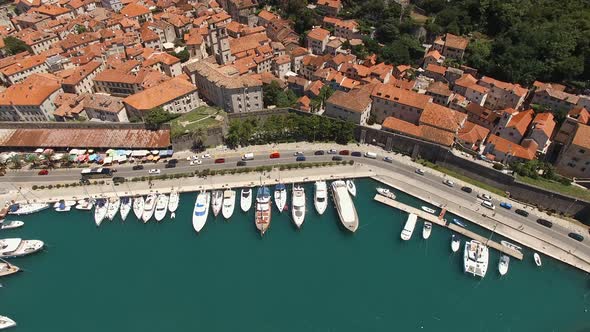 Panorama of the Coastline of the Old Town of Kotor Montenegro