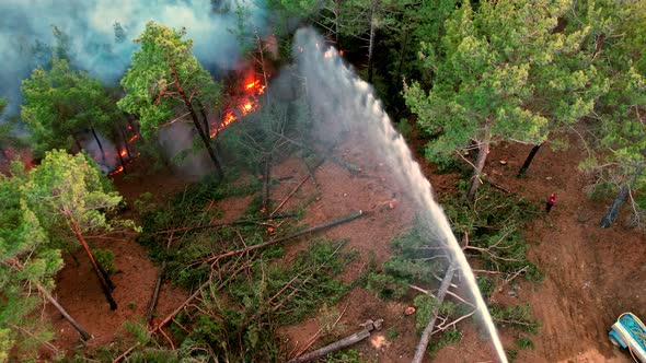 Firefighters Battle A Wildfire