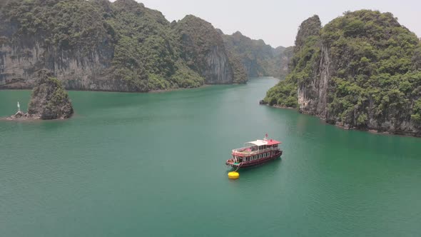 Aerial view of tourist boat.
