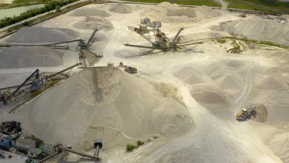 Aerial view of sand quarry, 