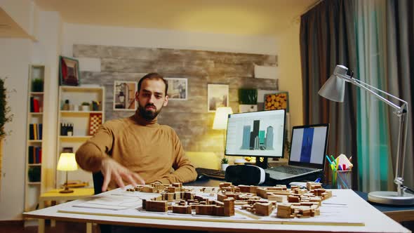 Successful Architect Using Augmented Reality Holograms