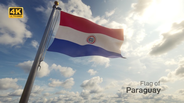 Paraguay Flag on a Flagpole - 4K