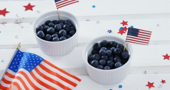 Blueberries in bowl with American flag