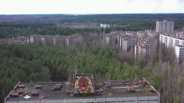 Abandoned Amusement Park In Pripyat, Ukraine - Chernobyl Exclusion Zone - aerial drone