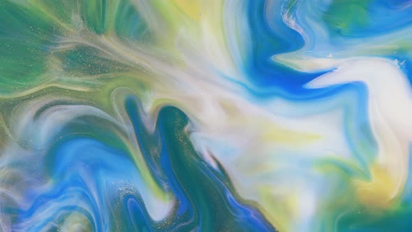 Abstract Light Pastel Streams Flow Along the Plane on a Blue Background