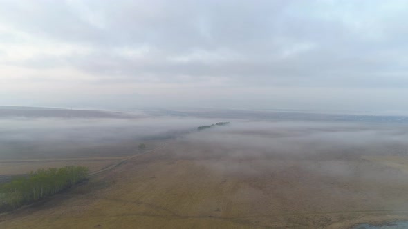 Flying In Fog At Sunrise 