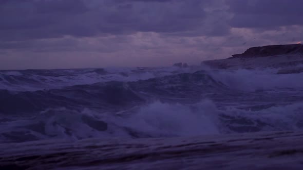 Wave Crashing Rocks Coast