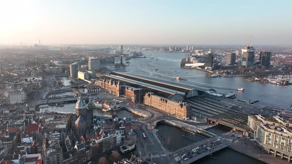 Amsterdam Downtown City Center Central Station Landmark in The Netherlands