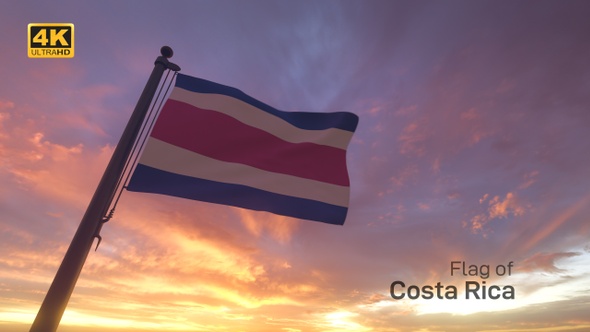 Costa Rica Flag on a Flagpole V3 - 4K