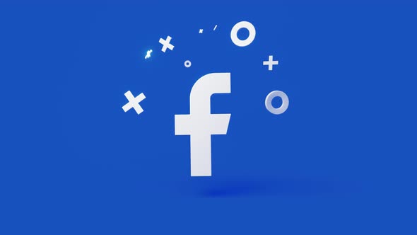 Facebook 3d icon on a simple blue background 4k seamless animation loop