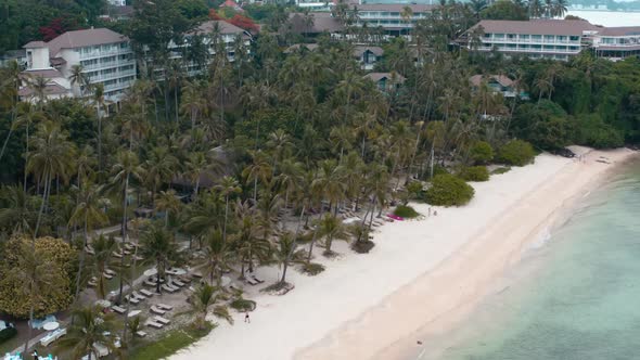 Island Beach and Yacht Aerial View in Phuket Thailand