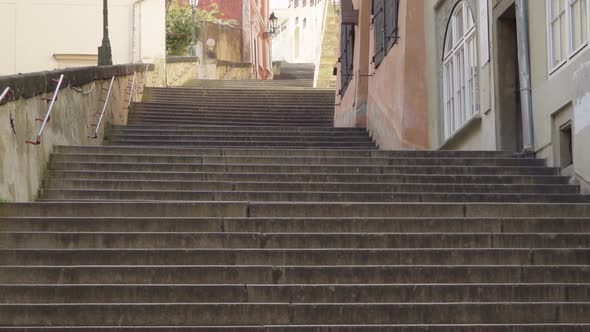 Staircase in an Empty Street in Prague, Czech Republic During the Coronavirus Pandemic