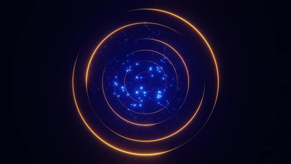 Rotation Glowing Dots and Lines  3d Animation Background Loop