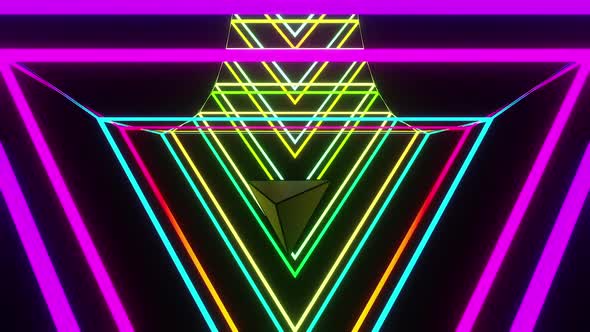 Pyramid Flight Through The Neon Tunnel HD ProRes