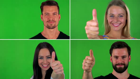  Compilation (Montage) - People Show Thumbs on Agreement - Green Screen Studio