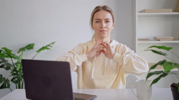 Blonde Caucasian Woman at Workplace