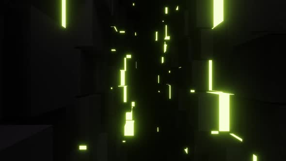 Movement Of The Metal Lighted Cubic Walls Vj Loop HD