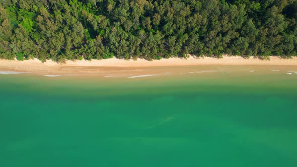 4K aerial view from a drone. coast with turquoise waters and beautiful beaches.