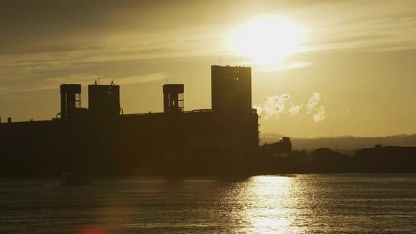 Silhouettes of buildings in the evening