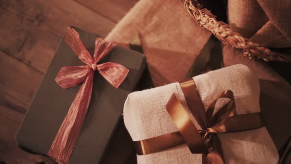 gifts in boxes with bows for the New Year