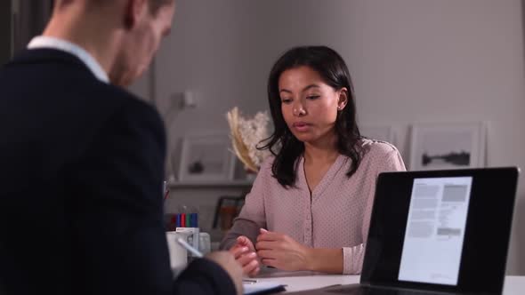 Man Interview Woman Applicant for Job