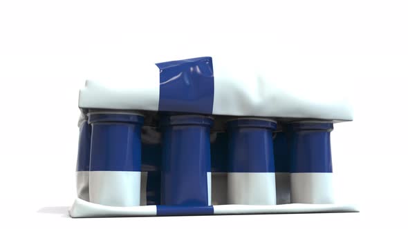 Deflating Inflatable Bank Building with Flag of Finland alt