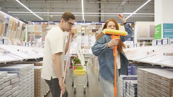 Crazy Married Couple Have Fun in the Market