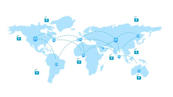 VPN secured network servers across the world