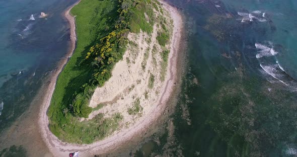 Aerial Tilt Down Shot of Kepi Rodonit in Durres Albania