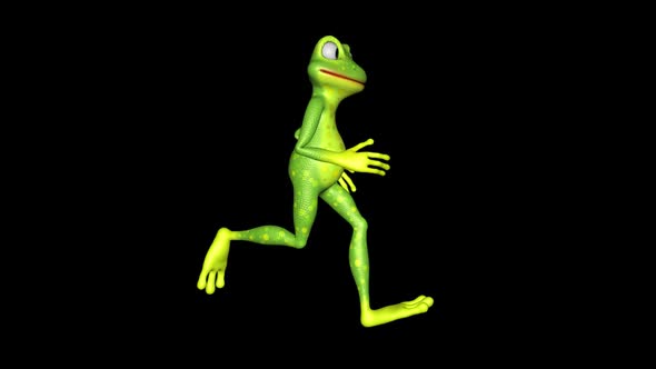 Frog Runs Side Looped Alpha Channel
