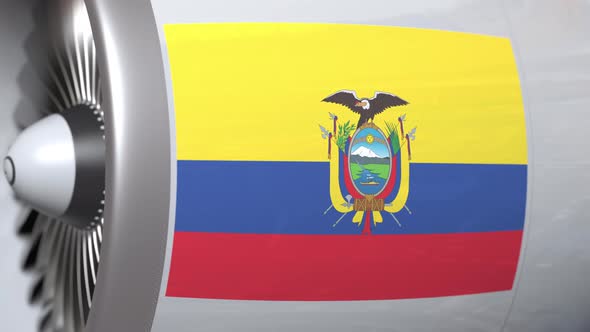 Flying Flag of Ecuador on Airliner Engine alt