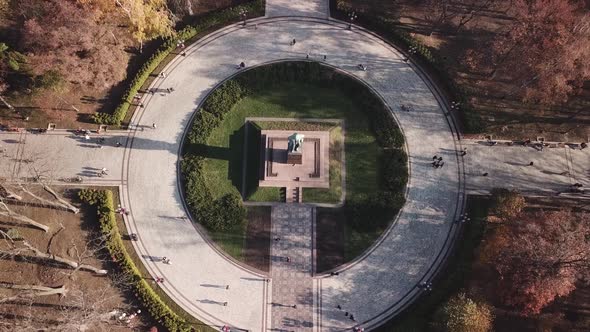 Aerial View to Monument of Taras Shevchenko at Kyiv Park