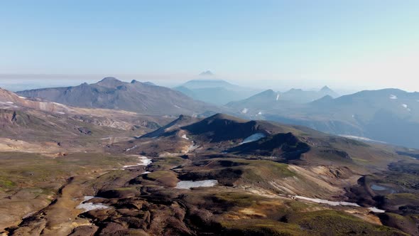 panorama of volcanoes from high