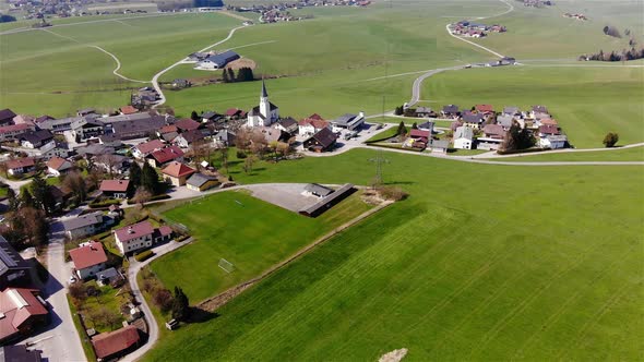 Beautiful view on an Village in Upper Austria Drone Video