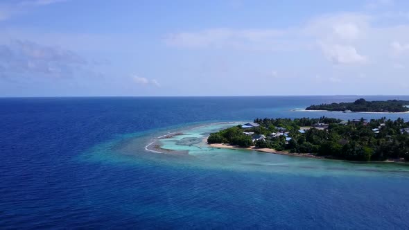 Aerial travel of coast beach by sea and sand background