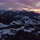 Aerial View Sunset Over Winter Mountain Trees Landscape Colored Clouds at Dusk - VideoHive Item for Sale