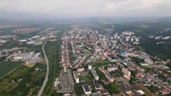 Aerial view of the town of Vranov nad Toplou in Slovakia