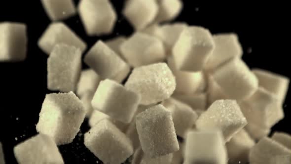 Super Slow Motion Sugar Cubes Soar Up and Fall Down