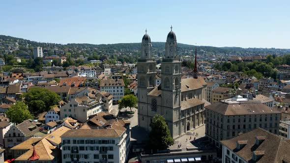 Grossmunster Cathedral in the City of Zurich in Switzerland