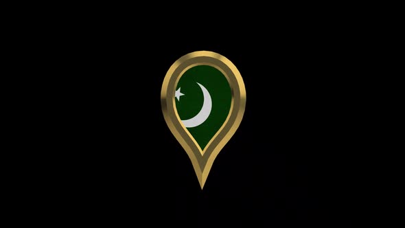 Pakistan 3D Rotating Location Gold Pin Icon