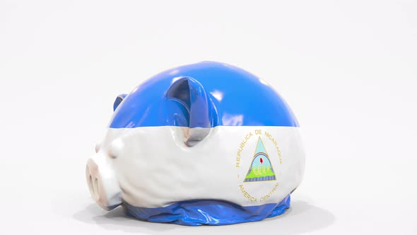 Deflating Inflatable Piggy Bank with Printed Flag of Nicaragua